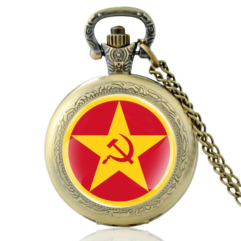 

Antique CCCP Совеская эмблема Quartz Glass Dome Pocket Watch Men Women Necklace Pendant Clock Jewelry Gifts